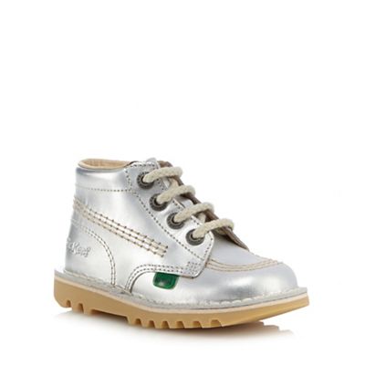 Kickers Girls' silver ankle boots